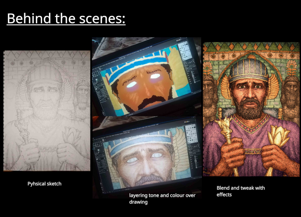 a photo of the technique behind my historical illustrations