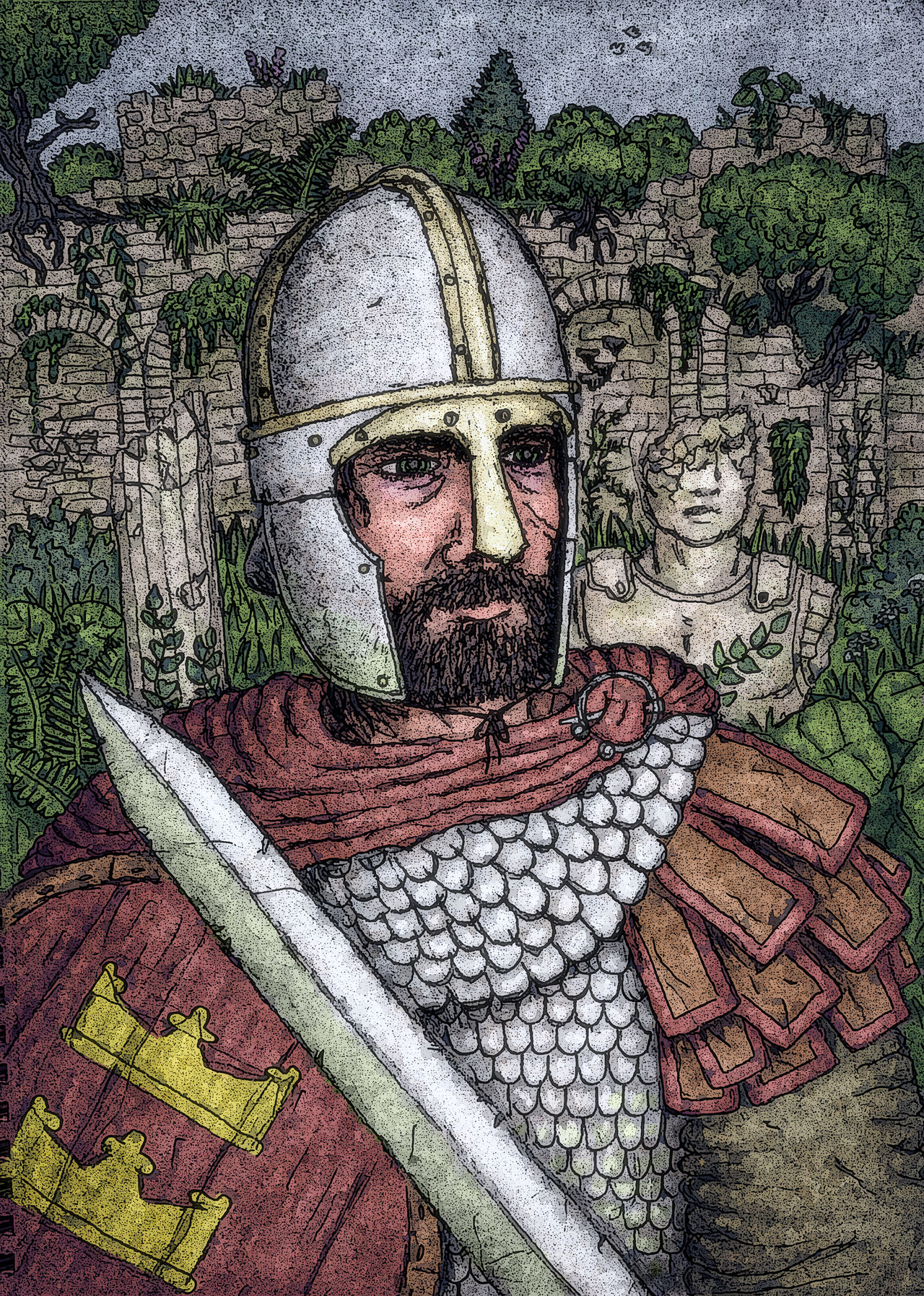 Portrait of Ambrosius Aurelianus, a Dark Ages leader associated with King Arthur legends