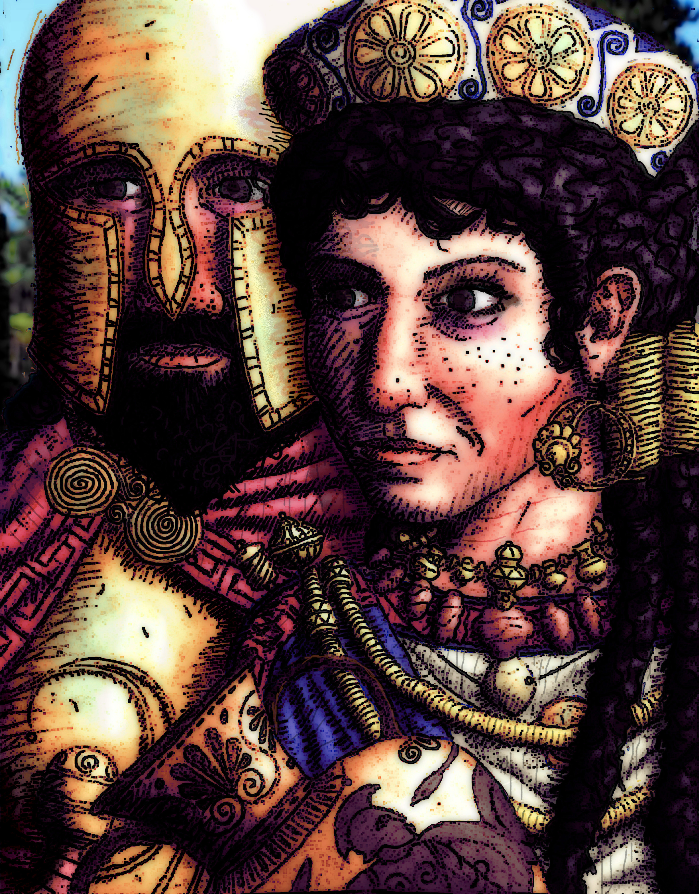 Late archaic Greek man and woman, 6th century BCE