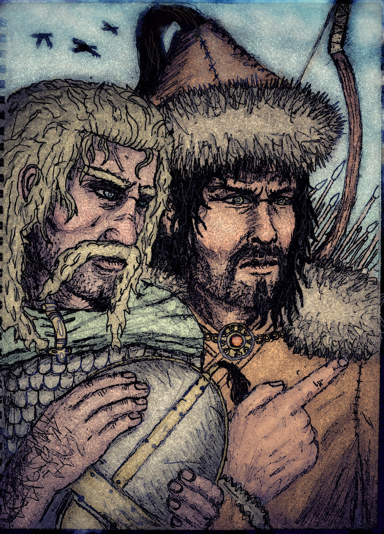 Depiction of Atilla the Hun and Ardaric, leaders of the Huns and Goths