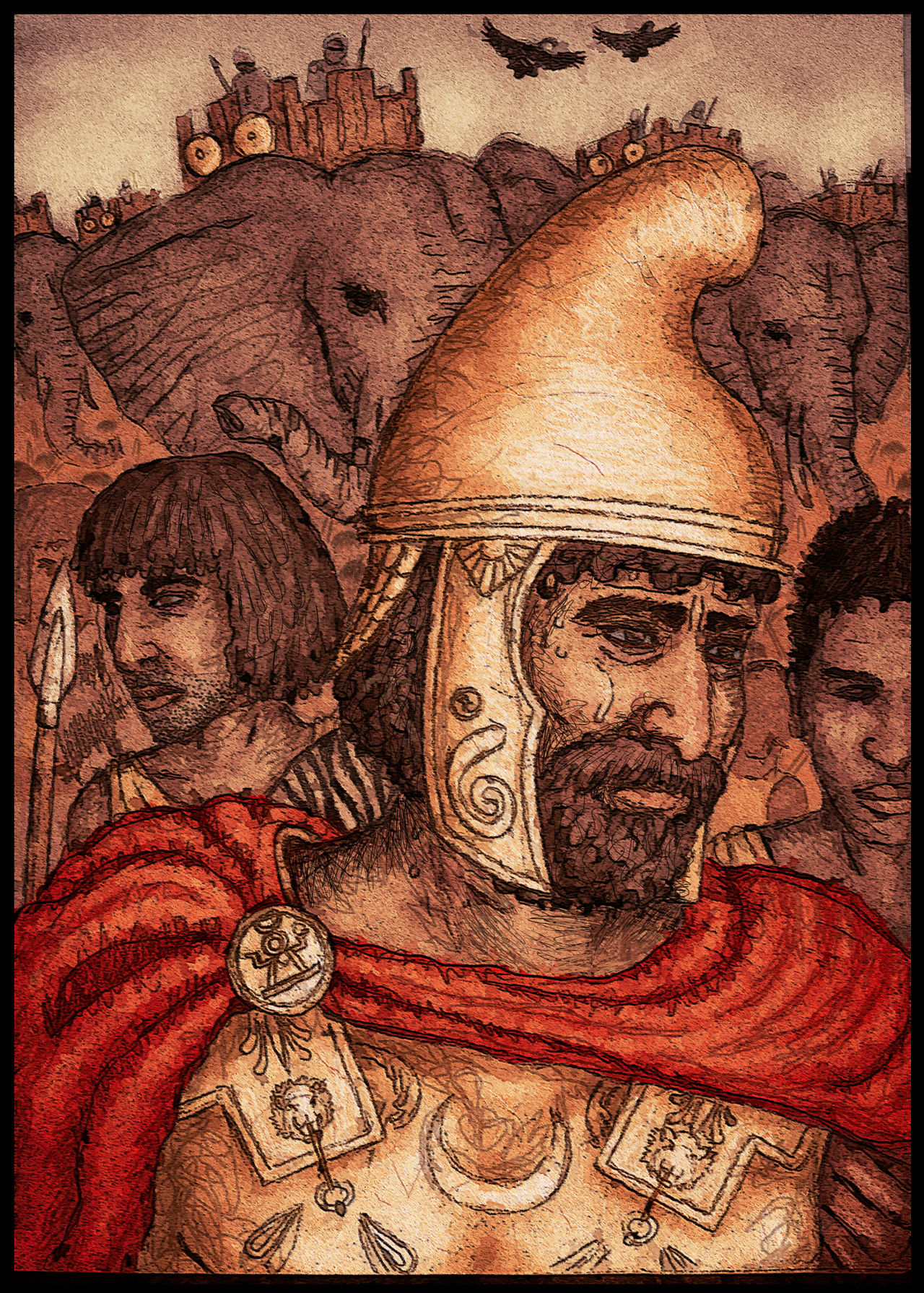 Portrait of Hannibal Barca, famous Carthaginian general