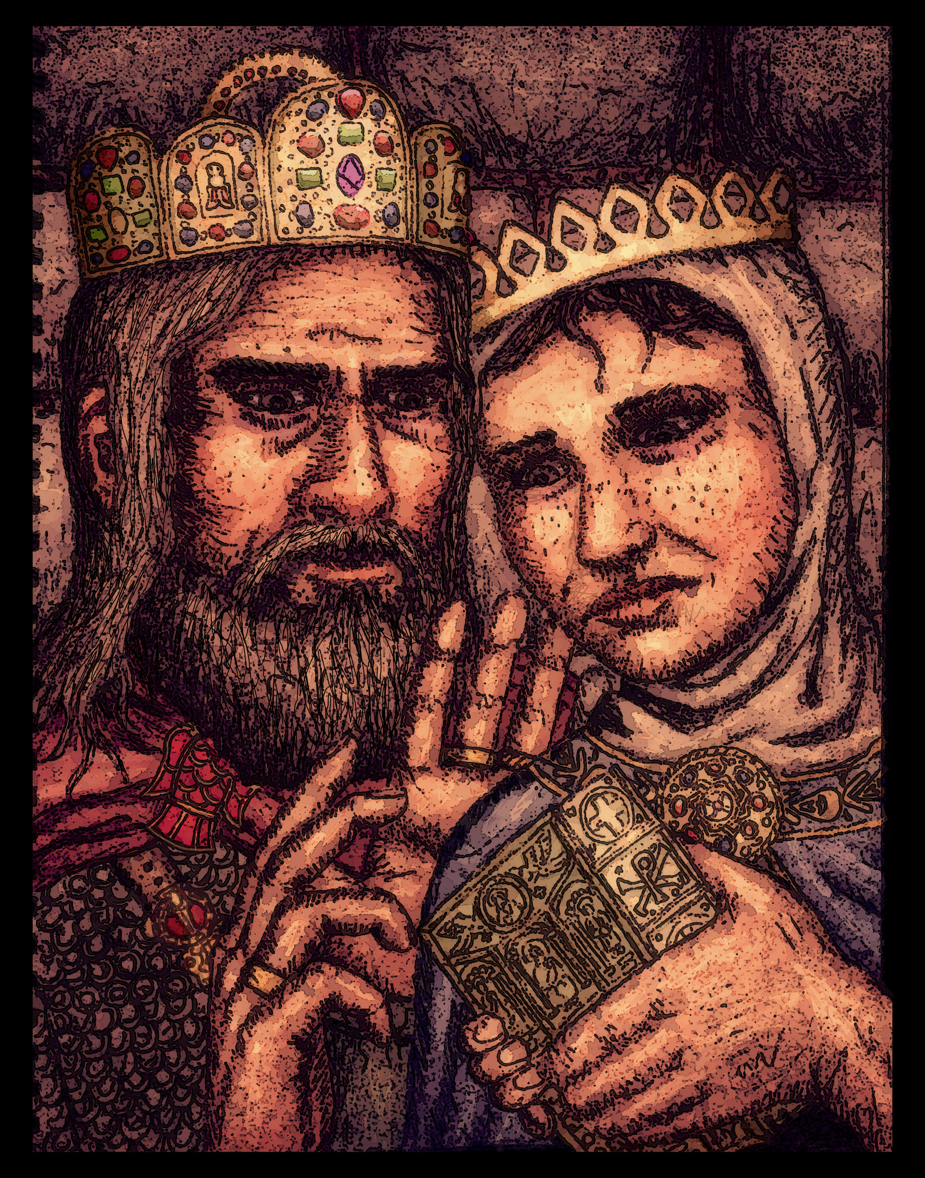 Clovis I and Clotilde, merovingian frankish king and queen