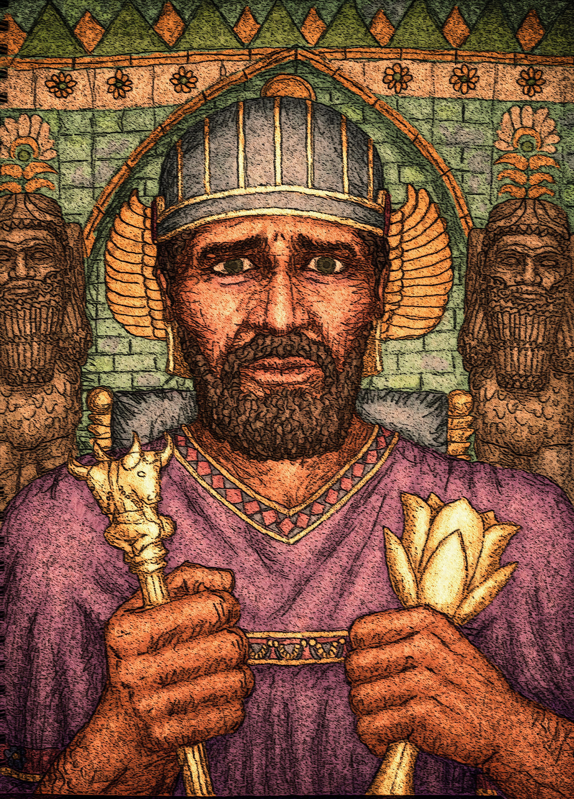 Illustration of cyrus the great, persian achaemenid king of kings