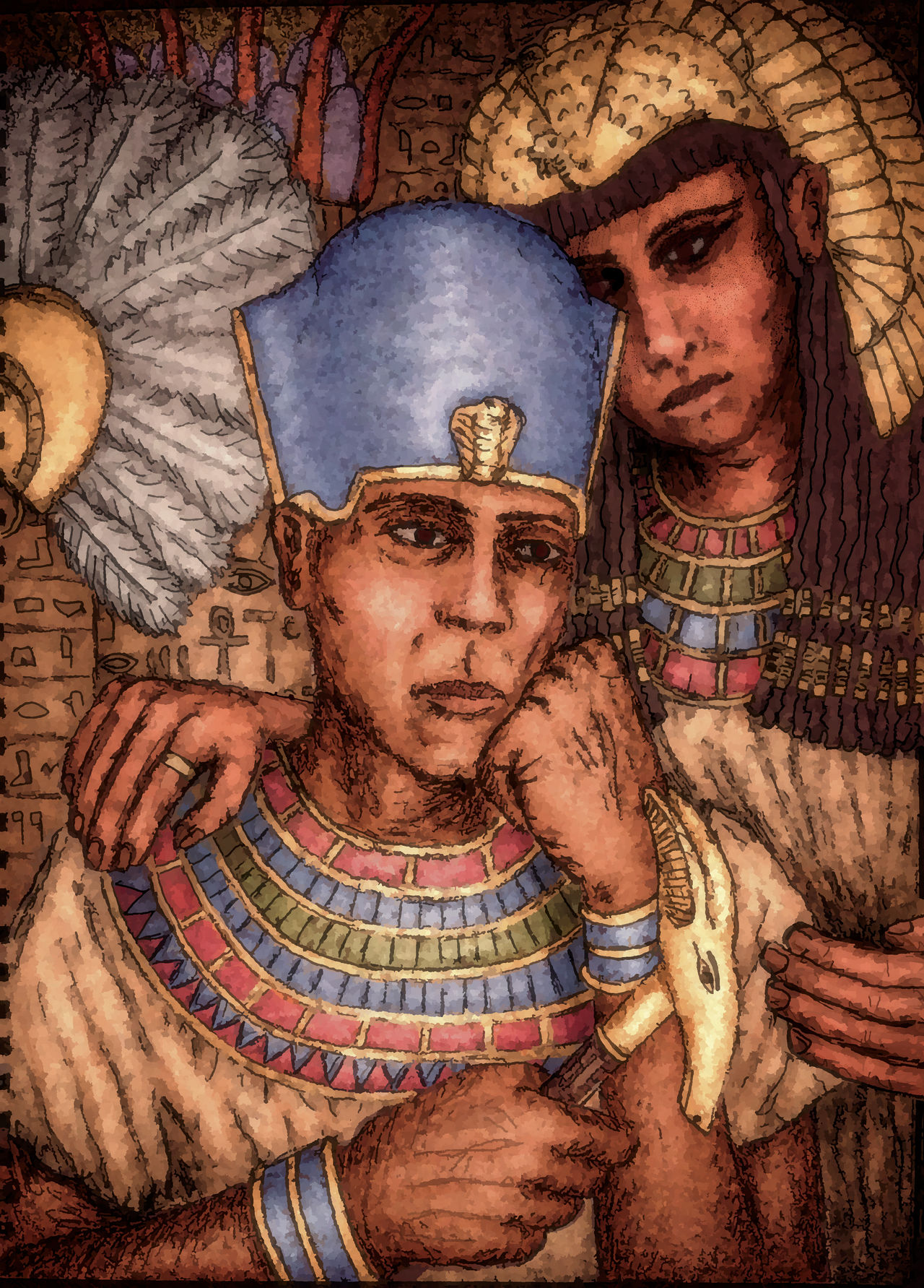 Portrait of Ramesses II and Queen Nefertari from ancient Egypt