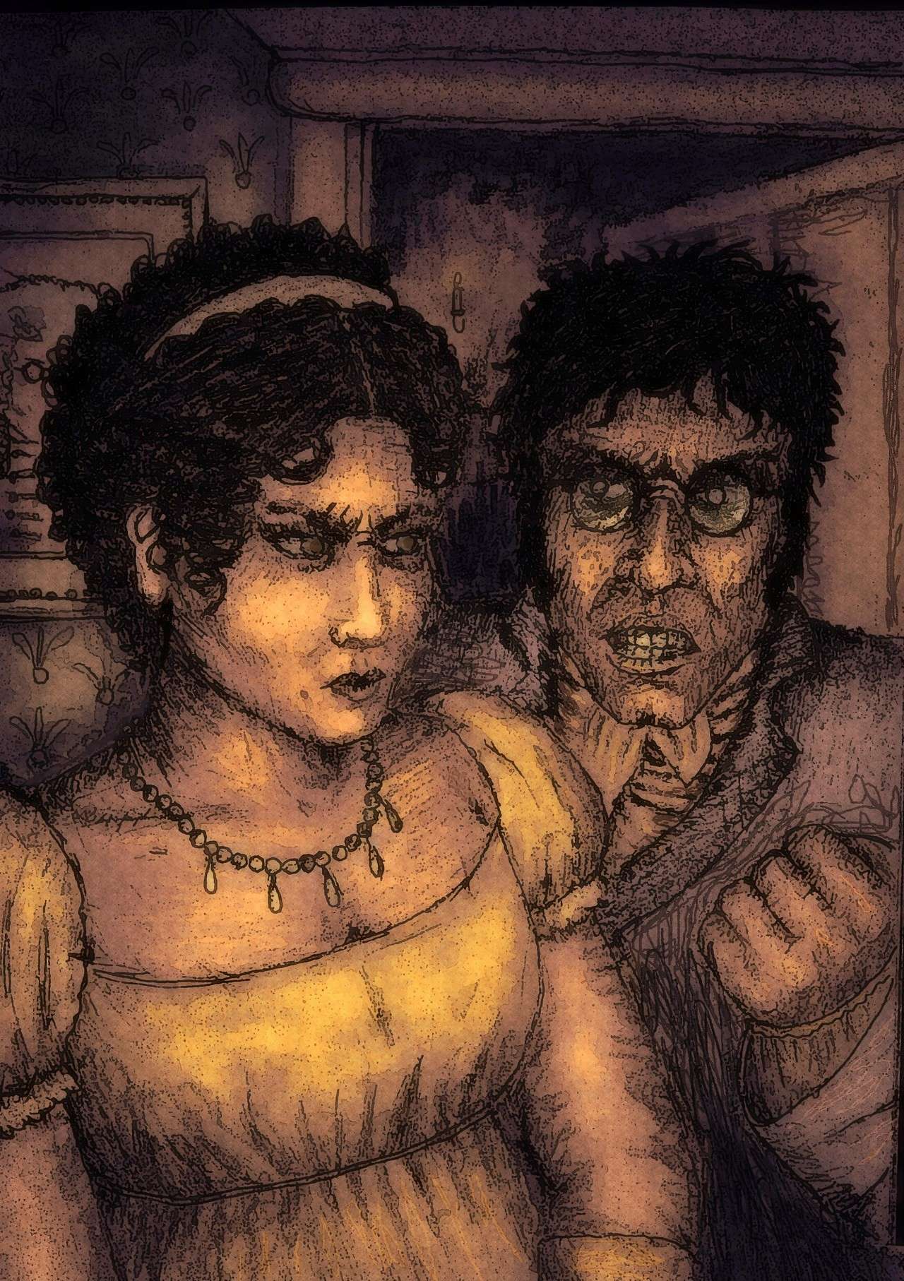 Illustration titled 'Pierre and Helene - War and Peace' exploring historical themes