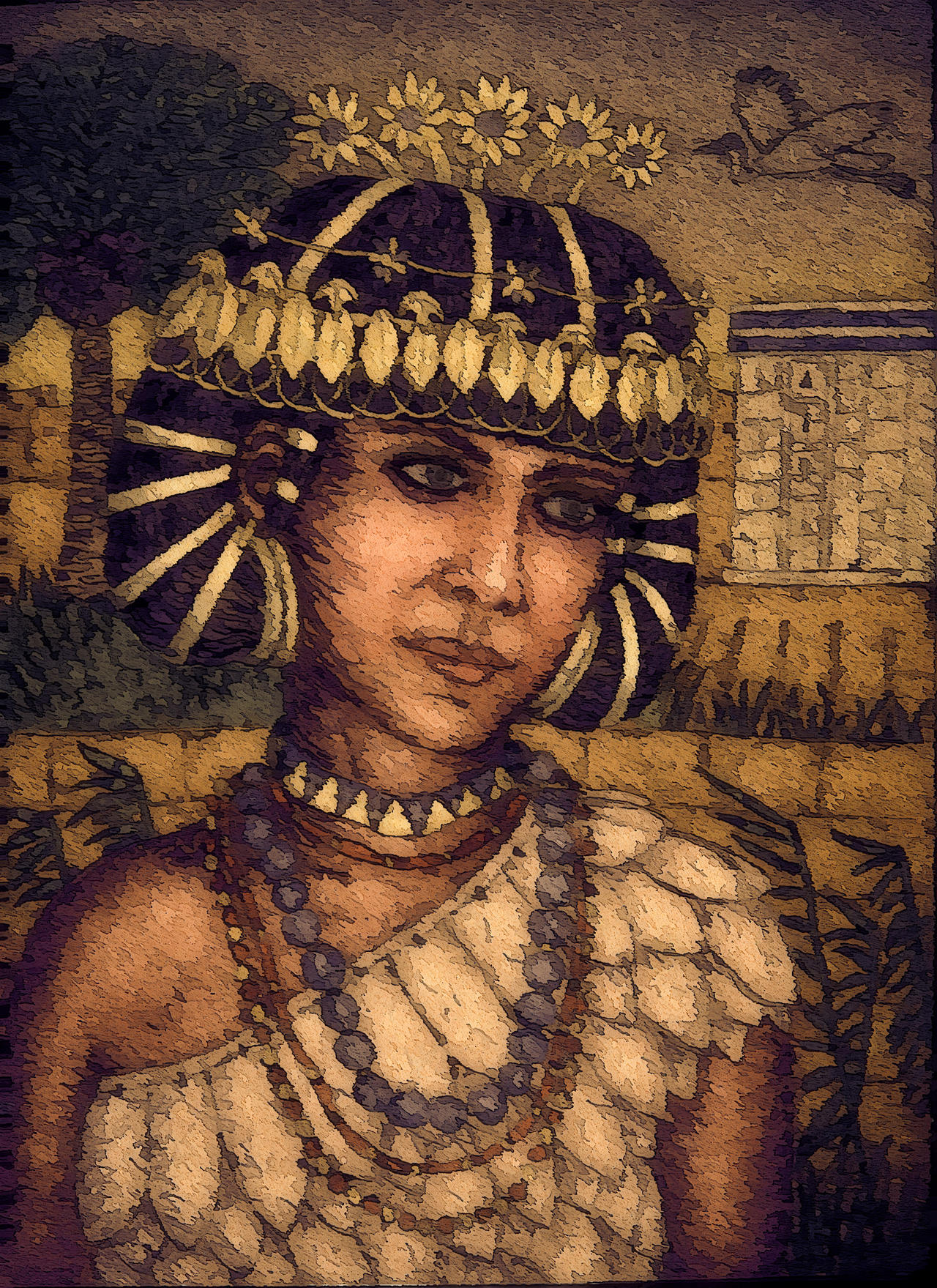 Portrait of Sumerian Queen Puabi from ancient Mesopotamia
